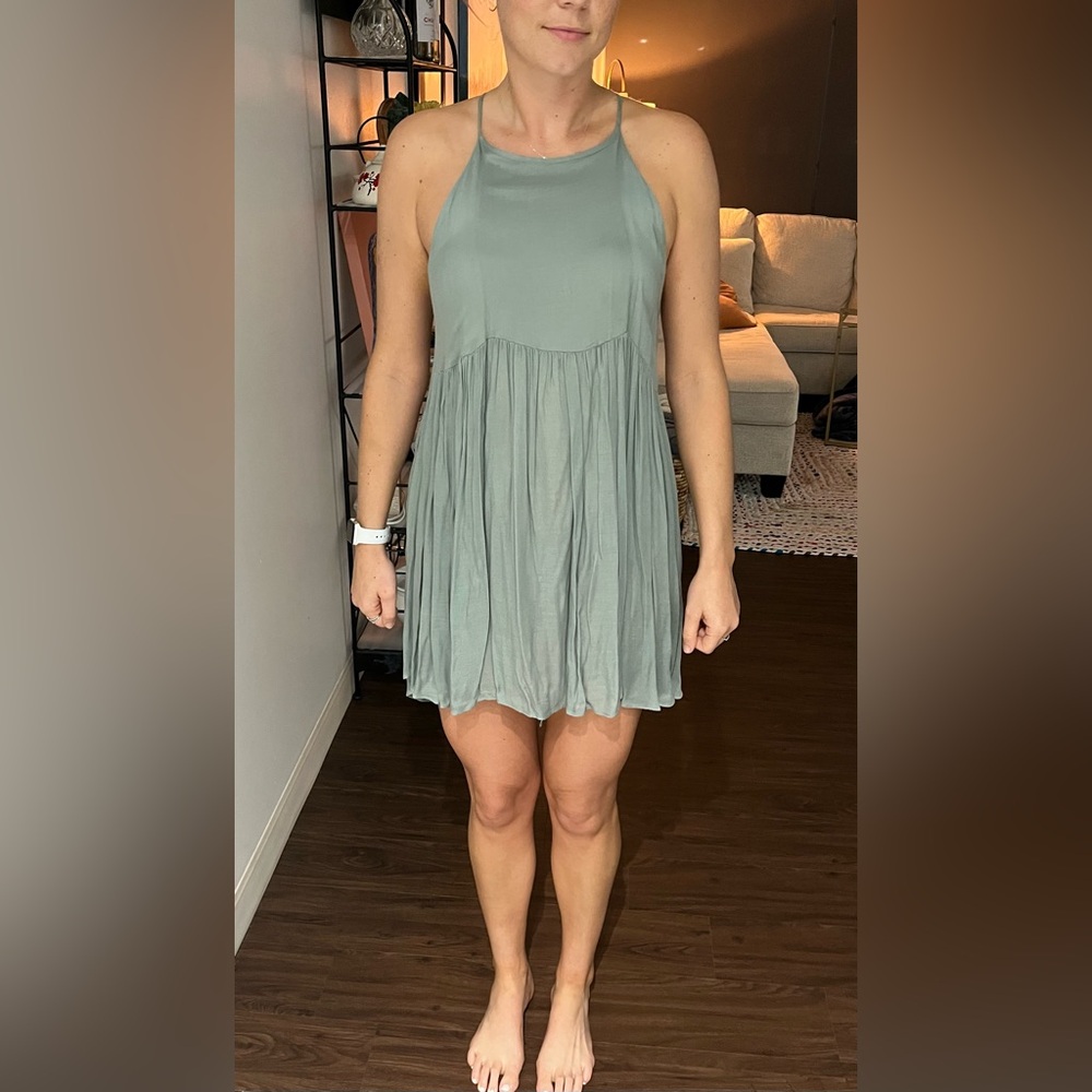 American Threads Sage Green Mini Dress